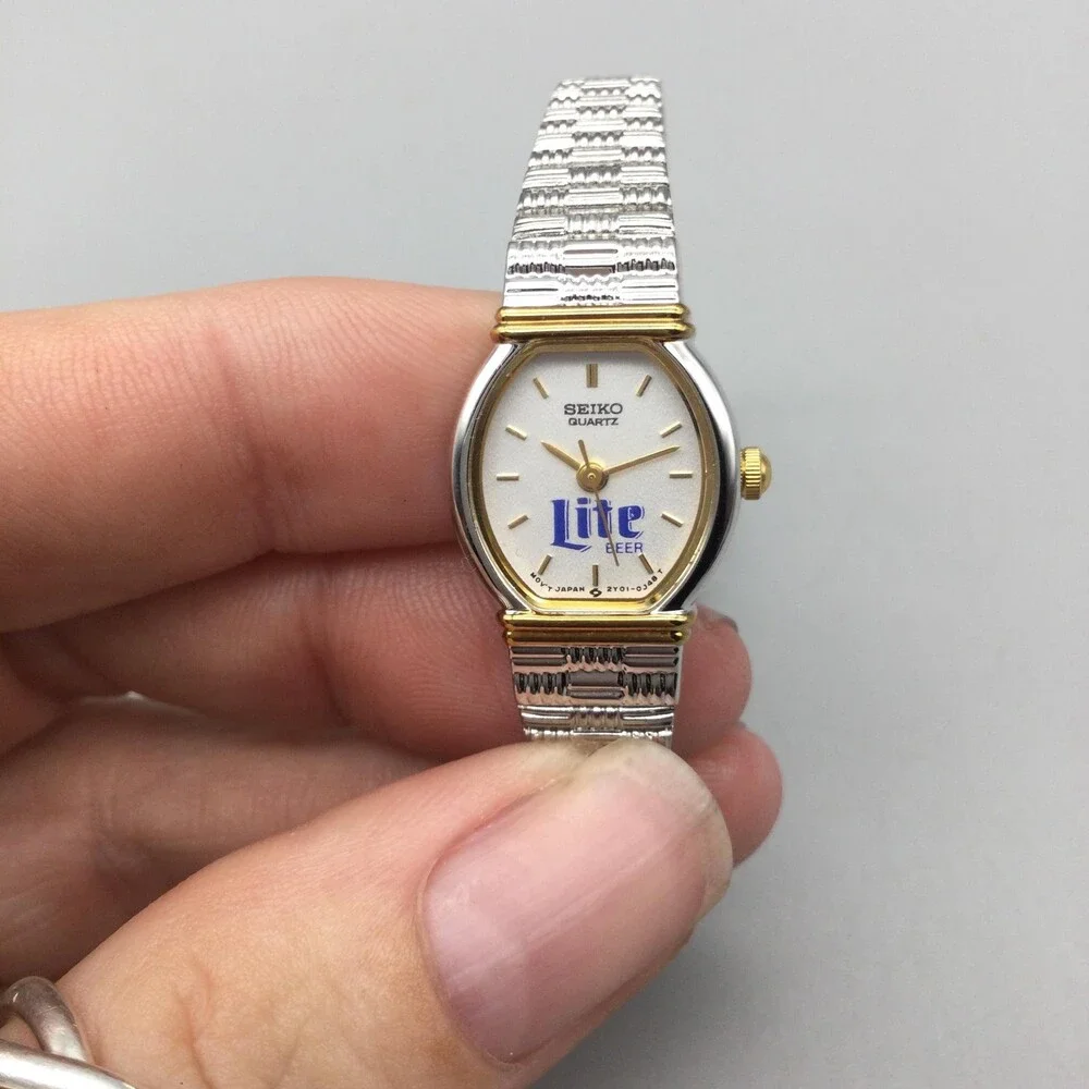 Seiko Miller Lite Beer Womens Watch 16mm Logo Dial 2Y01-5C09 New Battery 7.25